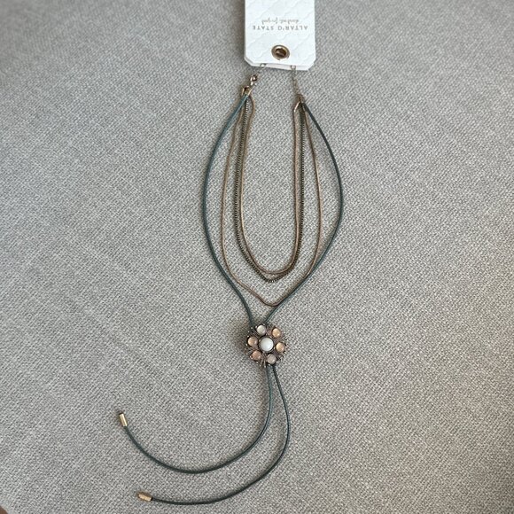 Altar'd State Antique Gold Layered Necklace with Pendant - NEW WITH TAG - Picture 1 of 9